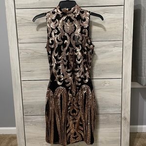 Sexy black and gold dress